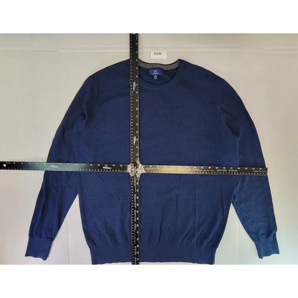 George Crew Neck Long Sleeve Sweater Mens Medium Blue Cotton Blend Casual‎